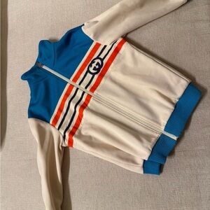 Gucci Kids Blue and Cream Jacket with Orange Stripes